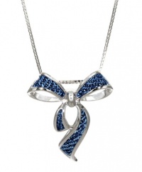 Sterling Silver Blue Denim Bow Necklace, 18