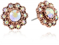 Betsey Johnson Iconic Vintage Rose Round Crystal Gem Stud Earrings Betsey Johnson Iconic Vintage Rose Round Crystal Gem Stud Earrings