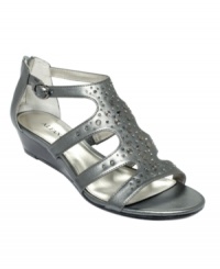 A sexy metallic gladiator like the Jessyca wedges sandals by Alfani are a great choice when you want to be casual and comfortable, yet accessorized to perfection. A sexy metallic gladiator like the Jessyca wedges sandals by Alfani are a great choice when you want to be casual and comfortable, yet accessorized to perfection.