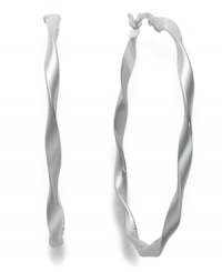 Traditional style with a contemporary twist. Studio Silver combines a polished sterling silver hoop setting with a unique twisted design. Approximate diameter: 2 inches. Traditional style with a contemporary twist. Studio Silver combines a polished sterling silver hoop setting with a unique twisted design. Approximate diameter: 2 inches.