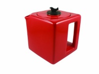 Make My Day Tea Cube Ceramic Teapot with Infuser, Red with Black Accent