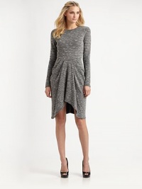 There's so much to adore about this knit dress with a sleek fit, flattering waist pleats and a subtle hi-lo hem.Round neckLong sleevesPleats at waistSubtle hi-lo hemConcealed back zipperAbout 17 from natural waistPolyester/viscose/cottonDry cleanMade in USA of imported fabric Model shown is 5'10 (177cm) wearing US size Small. There's so much to adore about this knit dress with a sleek fit, flattering waist pleats and a subtle hi-lo hem.Round neckLong sleevesPleats at waistSubtle hi-lo hemConcealed back zipperAbout 17 from natural waistPolyester/viscose/cottonDry cleanMade in USA of imported fabric Model shown is 5'10 (177cm) wearing US size Small.