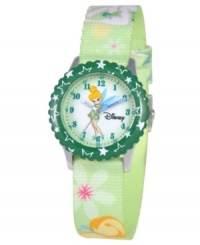 Clap if you believe in fairies! This fun Time Teacher watch from Disney is a helpful time-telling tool. Featuring everyone's favorite pixie, Tinker Bell, the hour and minute hands are clearly labeled for easy reading. Clap if you believe in fairies! This fun Time Teacher watch from Disney is a helpful time-telling tool. Featuring everyone's favorite pixie, Tinker Bell, the hour and minute hands are clearly labeled for easy reading.
