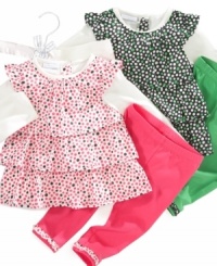 She'll look so pretty in this tiered polka dotted tunic with matching leggings by First Impressions.