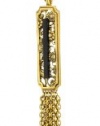 T Tahari Gold Tone with Black Resin and Crystal Tassel Pendant Necklace