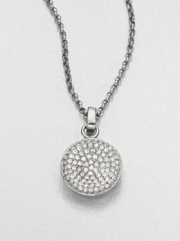 From the Brilliance Collection. A pretty pavé pendant has a slight concave shape that enhances the sparkle of its light-catching glass stones as it hangs from a graceful silvery chain.GlassSilvertoneChain length, about 16Pendant diameter, about .5Clasp closeImported From the Brilliance Collection. A pretty pavé pendant has a slight concave shape that enhances the sparkle of its light-catching glass stones as it hangs from a graceful silvery chain.GlassSilvertoneChain length, about 16Pendant diameter, about .5Clasp closeImported