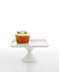 Take a collector's approach to dinnerware with elegant and durable white porcelain pieces from the Martha Stewart Collection. This square cake stand offers a smart pedestal for your desserts or hors d'oeuvres. Take a collector's approach to dinnerware with elegant and durable white porcelain pieces from the Martha Stewart Collection. This square cake stand offers a smart pedestal for your desserts or hors d'oeuvres.
