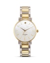 Take an citified approach to accessorizing with this gold-plated watch from kate spade new york. Its round design is city chic, while the Mother-of-Pearl face is oh so urbane.