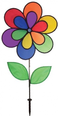 In The Breeze 12-Petal Flower with Leaves Double Wheel Garden Spinner In The Breeze 12-Petal Flower with Leaves Double Wheel Garden Spinner