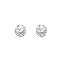 .925 Sterling Silver Rhodium Plated 5mm April Birthstone Round Bezel CZ Solitaire Basket Stud Earrings for Baby and Children & Women with Screw-back (White Topaz) .925 Sterling Silver Rhodium Plated 5mm April Birthstone Round Bezel CZ Solitaire Basket Stud Earrings for Baby and Children & Women with Screw-back (White Topaz)
