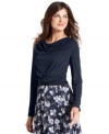 Jones New York puts a new spin on a basic top, with a chic cowl neckline and rich color. (Clearance)