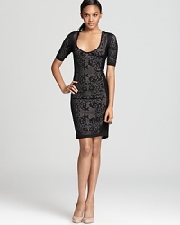 In an alluring lace print, this Z Spoke Zac Posen dress woos with a plunging v neckline. In an alluring lace print, this Z Spoke Zac Posen dress woos with a plunging v neckline.