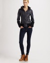 Impeccably distressed lamb leather meets ribbed-knit details and a convenient zip-out jersey hood.Stand collarConcealed jersey hoodFront zipperZipper slash pocketsRibbed-knit cuffs and hemIntricate seamsFully linedAbout 25 from shoulder to hemBody: lamb leatherCombo: 52% wool/48% acrylicDry clean by leather specialistImported Model shown is 5'11 (180cm) wearing US size Small. 