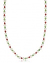 Green and Red Swarovski Elements and White Freshwater Pearl with Sterling Silver Clasp Necklace, 18