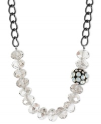 Beautiful beads stand front and center on this necklace from Kenneth Cole New York. Crafted from hematite-tone mixed metal, the chain dazzles with silver-tone faceted beads and a special fireball bead for a stylish touch. Approximate length: 18 inches + 3-inch extender. Approximate drop: 3/4 inch. Beautiful beads stand front and center on this necklace from Kenneth Cole New York. Crafted from hematite-tone mixed metal, the chain dazzles with silver-tone faceted beads and a special fireball bead for a stylish touch. Approximate length: 18 inches + 3-inch extender. Approximate drop: 3/4 inch.