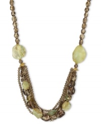 Rock solid. This chunky necklace creates a bohemian vibe with smokey quartz (180 ct. t.w.), Swarovski bicones (72 ct. t.w.) and blue opal (180 ct. t.w.) stones. Set in sterling silver. Approximate length: 20 inches. Rock solid. This chunky necklace creates a bohemian vibe with smokey quartz (180 ct. t.w.), Swarovski bicones (72 ct. t.w.) and blue opal (180 ct. t.w.) stones. Set in sterling silver. Approximate length: 20 inches.