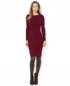 Lauren Jeans Co.'s sleek crewneck dress is rendered in soft fine-ribbed cotton with faux-suede patches at the elbows and zippered shoulder for an infusion of modern edge.