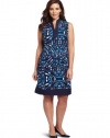 Jessica Howard Women's Plus-Size Mandarin Linen Dress, Blue, 14W