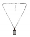 A fresh, new look for the modern man. Get chic, metrosexual style with Emporio Armani's stainless steel and brown leather necklace. Highlights a mesh dog tag pendant with the traditional eagle logo. Approximate length: 20 inches + 2-inch extender. Approximate drop: 1-1/2 inches.