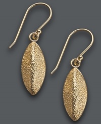 Glitter and glam. Studio Silver's dazzling drop earrings feature unique marquise shape and sparkling surface crafted from 18k gold over sterling silver. Approximate drop: 1-1/2 inches. Glitter and glam. Studio Silver's dazzling drop earrings feature unique marquise shape and sparkling surface crafted from 18k gold over sterling silver. Approximate drop: 1-1/2 inches.
