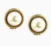 Charter Club Earrings, Gold Tone Metal And Pearl Hypo-Allergenic Clip On Button Earrings