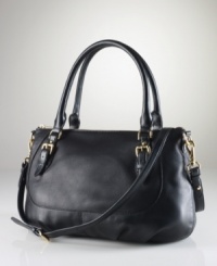 Expertly crafted in a crisp silhouette from soft tumbled leather, the chic Gansevort satchel exudes sleek urban style with signature hardware details for a modern, versatile finish. Expertly crafted in a crisp silhouette from soft tumbled leather, the chic Gansevort satchel exudes sleek urban style with signature hardware details for a modern, versatile finish.