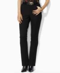 Rendered in smooth stretch cotton twill, Lauren by Ralph Lauren's Adelle pant channels sophisticated elegance in a classic silhouette with a sleek straight leg. Rendered in smooth stretch cotton twill, Lauren by Ralph Lauren's Adelle pant channels sophisticated elegance in a classic silhouette with a sleek straight leg.