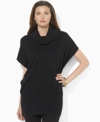 Lauren by Ralph Lauren's modern jersey-knit sweater silhouette is crafted with a funnel neckline and short dolman sleeves. (Clearance) Lauren by Ralph Lauren's modern jersey-knit sweater silhouette is crafted with a funnel neckline and short dolman sleeves. (Clearance)