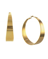 Traditional hoops with a twist. Create a completely polished look in Vince Camuto's classic hoop style with a slightly tapered edge. Crafted in gold tone mixed metal. Approximate diameter: 2 inches.