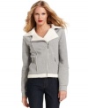 Casual looks extra cool in this moto-inspired jacket from MICHAEL Michael Kors, featuring a plush sherpa-style lining.