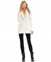 A cable-knit cowl neckline gives this tunic-length sweater from MICHAEL Michael Kors a chic, classic finishing touch.