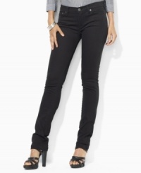 A chic skinny silhouette lends contemporary polish to Lauren Jeans Co.'s classic denim jean, rendered with a hint of stretch for a flattering fit. A chic skinny silhouette lends contemporary polish to Lauren Jeans Co.'s classic denim jean, rendered with a hint of stretch for a flattering fit.