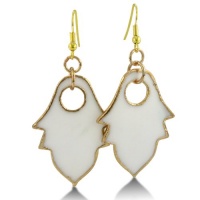 Mother of Pearl HAMSA Earrings with 24KT Gold Overlay