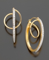 A stunning golden spiral sets the tone for these 14k gold diamond-accent hoop earrings. Approximate diameter: 3-1/4 inches.