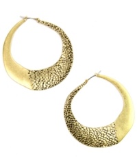 A sublime hint of slither. A subtle snake texture turns this traditional earring style into a total must have. Hoop earrings by RACHEL Rachel Roy are crafted in gold-plated mixed metal. Approximate diameter: 2-1/4 inches.