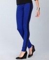 Menswear-inspired petite tuxedo pants get a colorful update from INC. Bright hues emphasize the slinky, skinny fit!