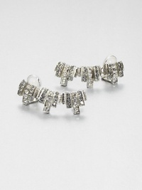 Finished with stunning Swarovski crystals, this art deco design creates edgy appeal. Swarovski crystalsSterling silverplated brassLength, about 1.5Post and clip-on backMade in Italy Finished with stunning Swarovski crystals, this art deco design creates edgy appeal. Swarovski crystalsSterling silverplated brassLength, about 1.5Post and clip-on backMade in Italy