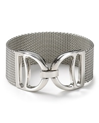Classic equestrian details take a modern form in this chic mesh bangle from Lauren Ralph Lauren. Classic equestrian details take a modern form in this chic mesh bangle from Lauren Ralph Lauren.