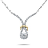 Love Knot, 14K Two-Tone Diamond Necklace, 1/2 ctw.