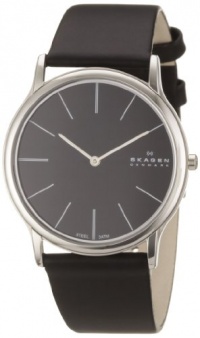 Skagen Men's 858XLSLB Black Dial, Stainless Steel Case, Black Leather Band Watch