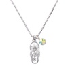 Pearl White Open Plumeria Flower Flip Flop Charm Necklace with AB Crystal Drop