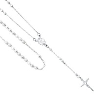 26 + 3 Sterling Silver 3mm Beads Our Lady Guadalupe Rosary Necklace with Crucifix