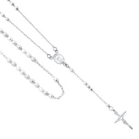 26 + 3 Sterling Silver 3mm Beads Our Lady Guadalupe Rosary Necklace with Crucifix 26 + 3 Sterling Silver 3mm Beads Our Lady Guadalupe Rosary Necklace with Crucifix