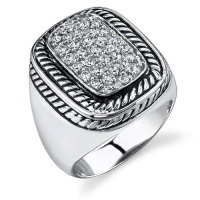 Sparkling Radiance: Designer Inspired Sterling Silver Cable Style Pave CZ Ring Sparkling Radiance: Designer Inspired Sterling Silver Cable Style Pave CZ Ring