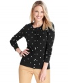 On the dot: Charter Club's cute petite cardigan features polka dots for classic style. Pair it with a tee and khaki pants for an everyday look you'll love.