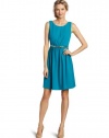 Calvin Klein Women's Pleated Front Fit N Flare Dress, Lagoon, 2