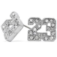 Platinum Iced Silver Finish Cz Michael Jordan Number #23 NBA Stud Earrings Platinum Iced Silver Finish Cz Michael Jordan Number #23 NBA Stud Earrings