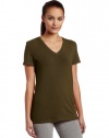 Calvin Klein Performance Women's Short Sleeve V-Neck Tee, Forest, Large