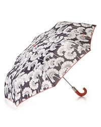 Cheer up those rainy days with a pretty floral print umbrella accented by neon trim. Cheer up those rainy days with a pretty floral print umbrella accented by neon trim.