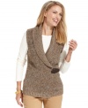 Charter Club's cozy shawl-collar vest features allover marled knit for a classic look.